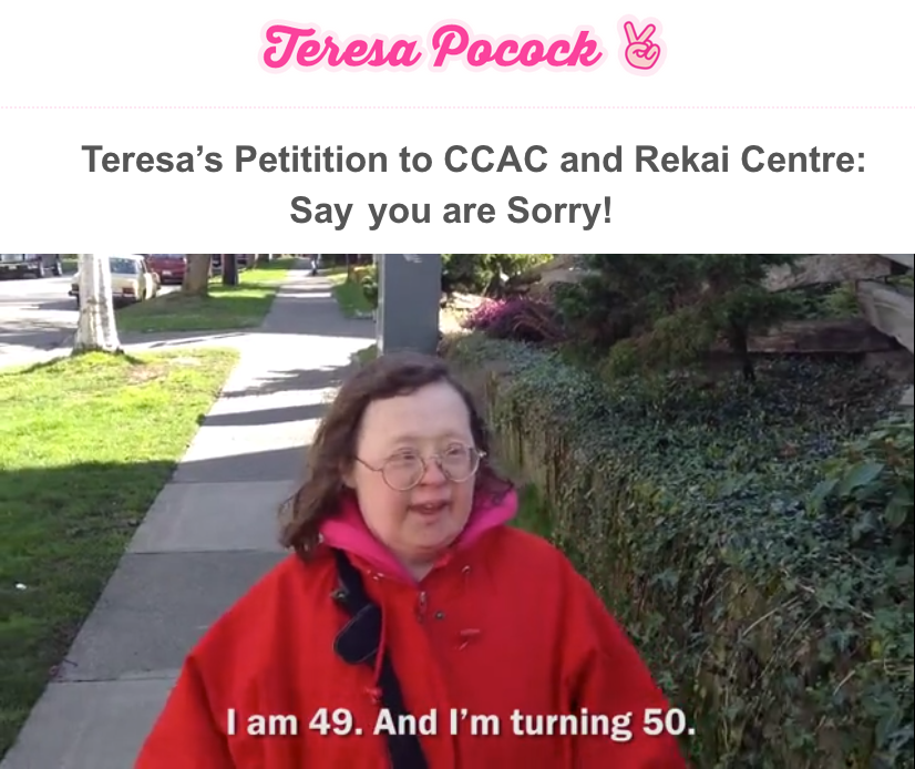 Human Rights Should Never Be Disabled. Forced into LongTerm Care at 49, Teresa wants apology.